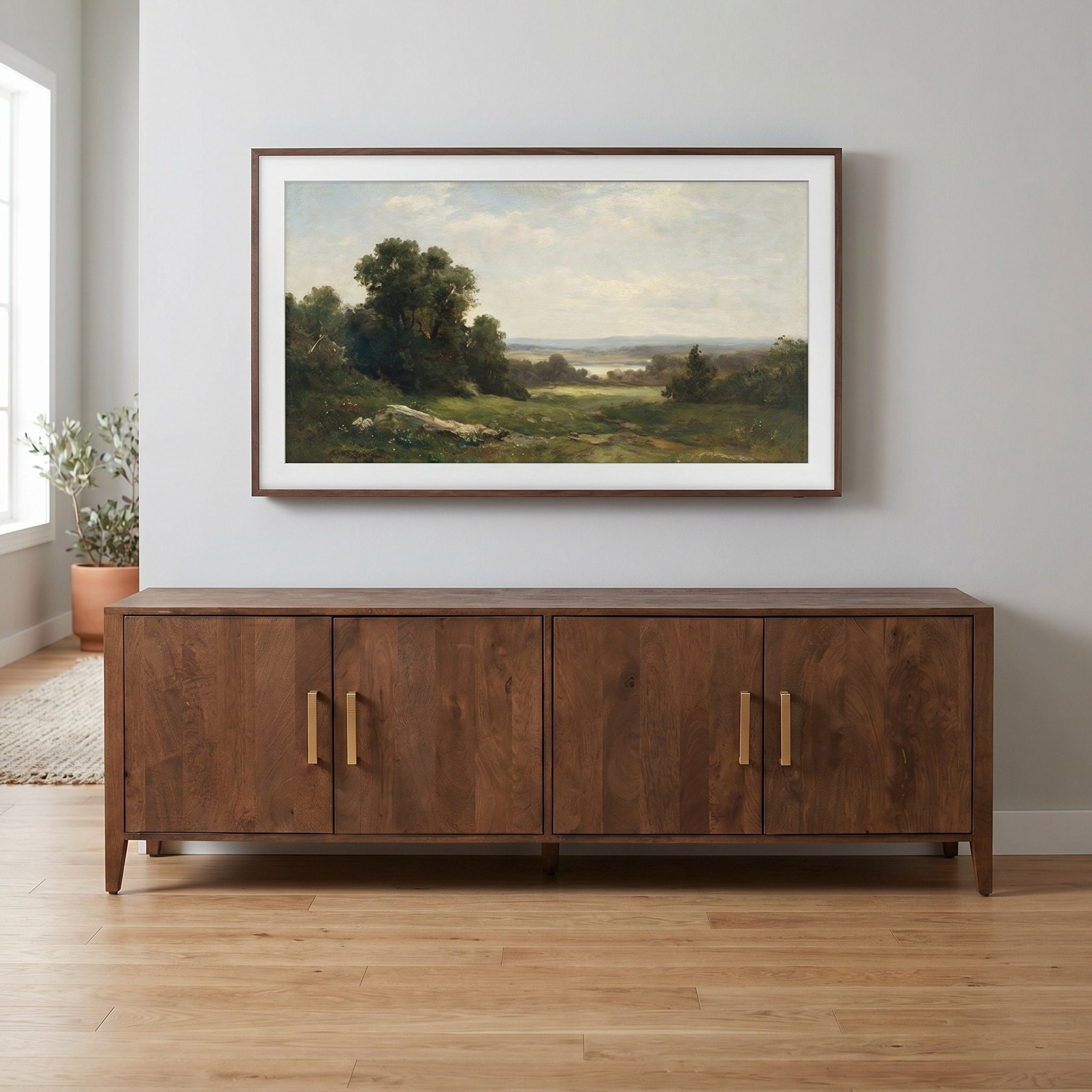 Langes TV Lowboard Dorset – Elegantes Mangoholz im Landhausstil