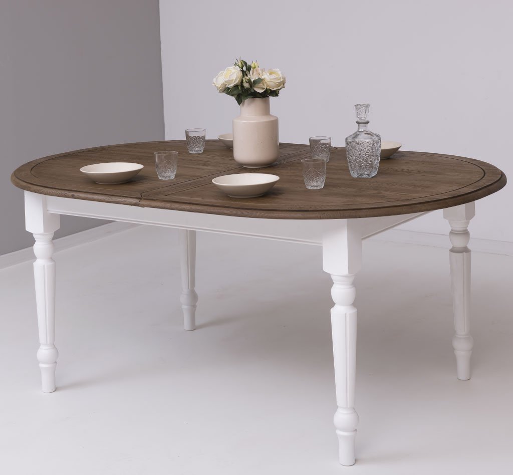 Ovaler Ausziehtisch Luberon mit Eichenplatte, 180 bis 220 cm