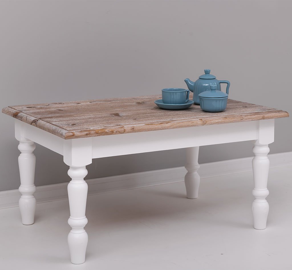 Couchtisch Luberon mit gedrechselten Beinen, 90 x 65 cm