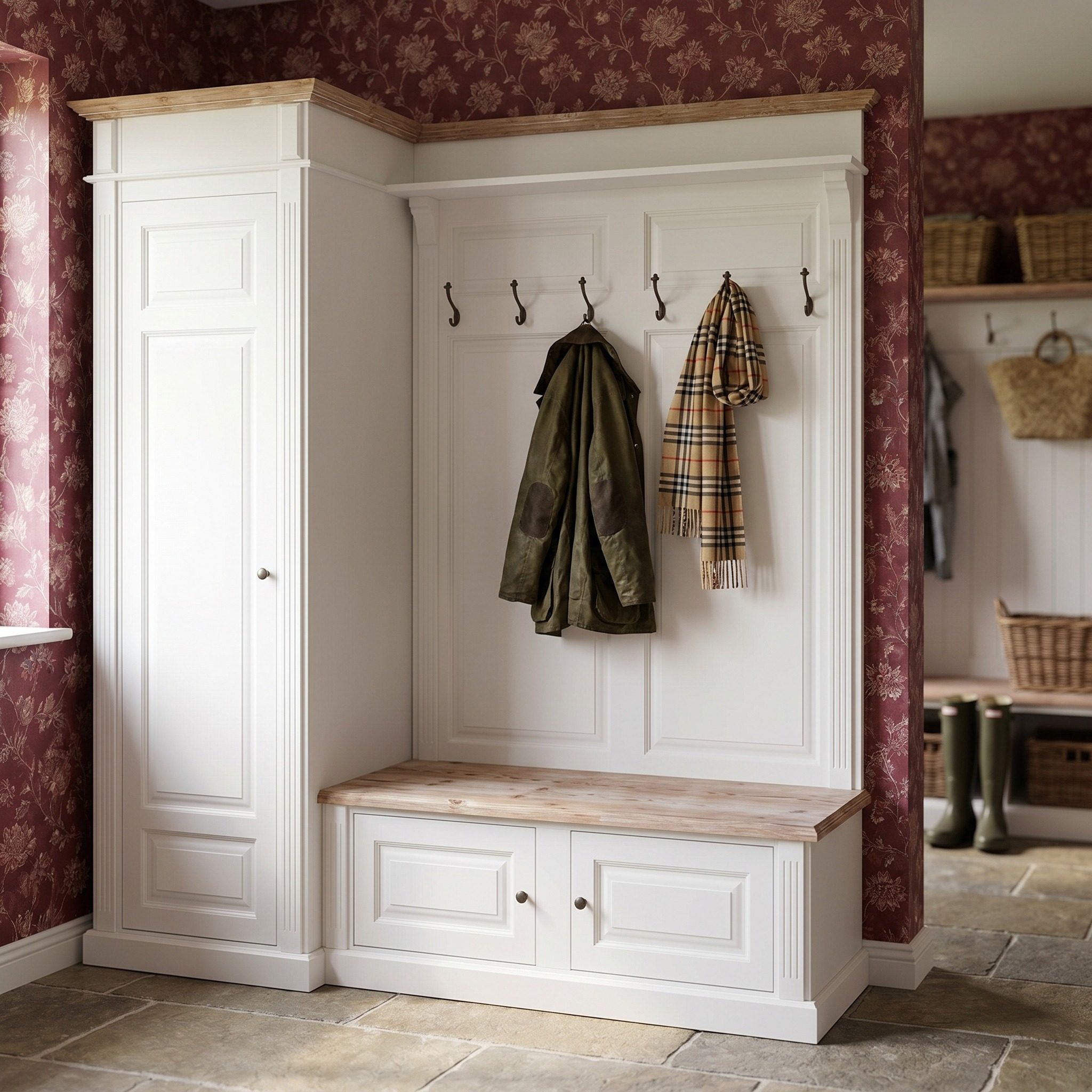Große Landhaus Garderobe mit Schrank - in vielen Farben erhältlich!