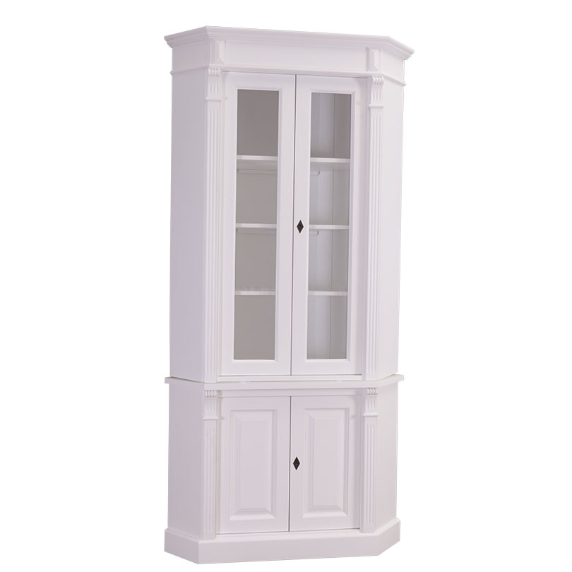 PS59Bas-PS59Sup-P004 Schmaler Eckschrank Eckvitrine im Landhausstil - in vielen Farben erhältlich!