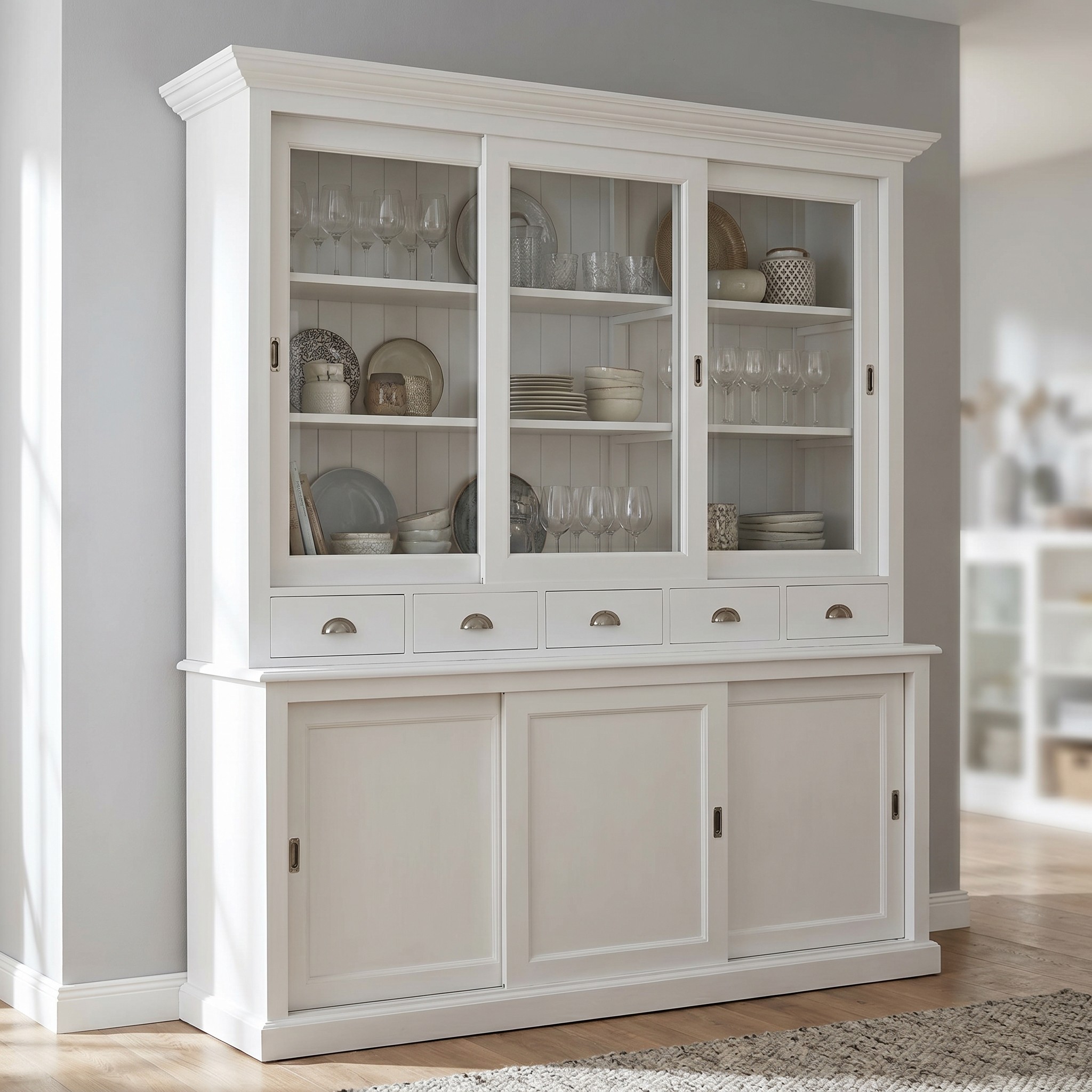Edler Vitrinenschrank im Shabby Chic