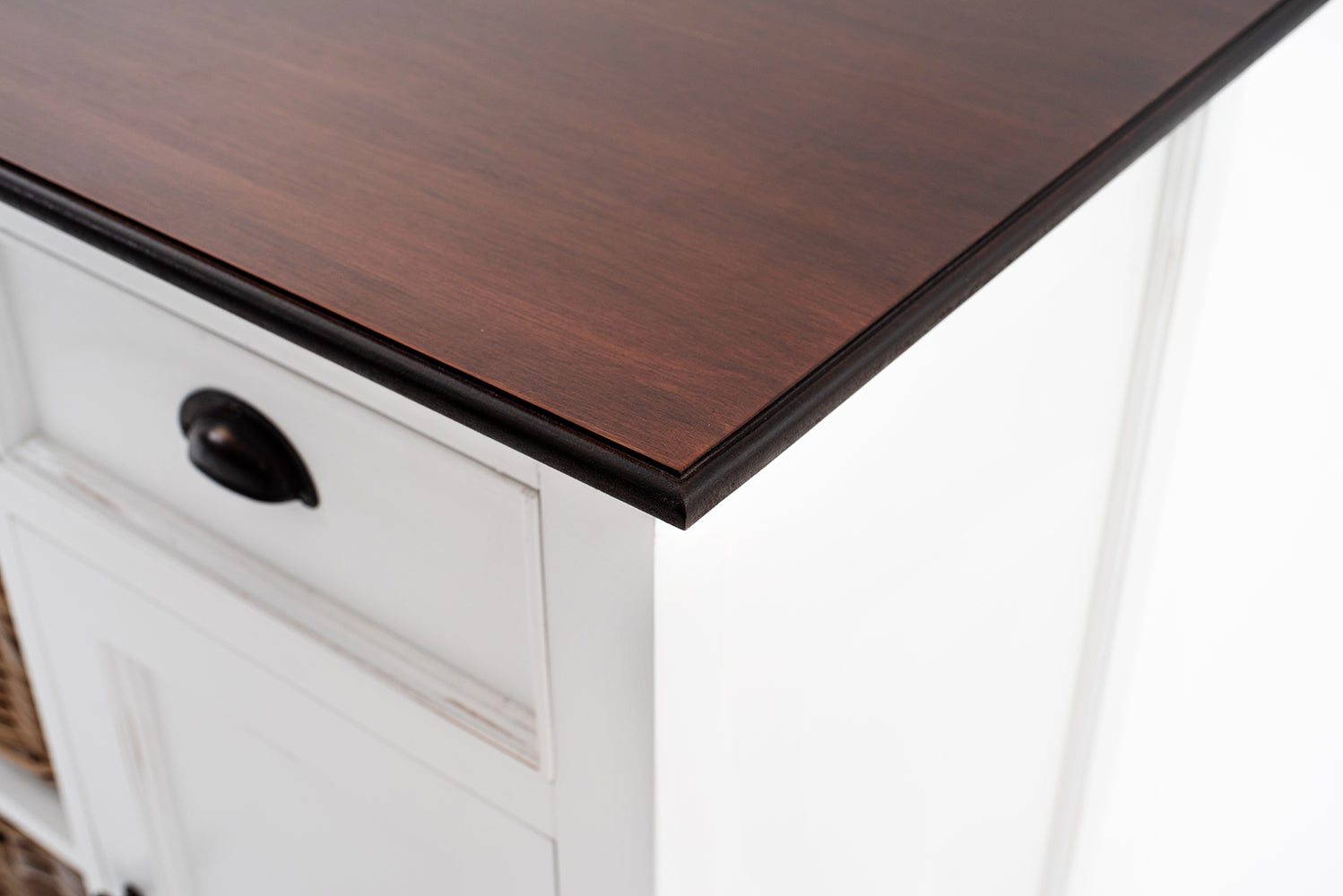 Halifax Sideboard Weiß mit brauner Holzplatte