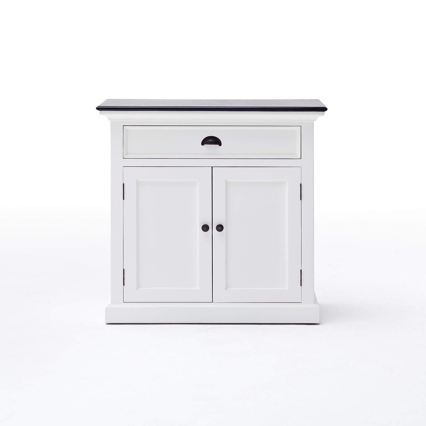 Halifax Contrast Kleines Sideboard – Weiß mit schwarzer Tischplatte
