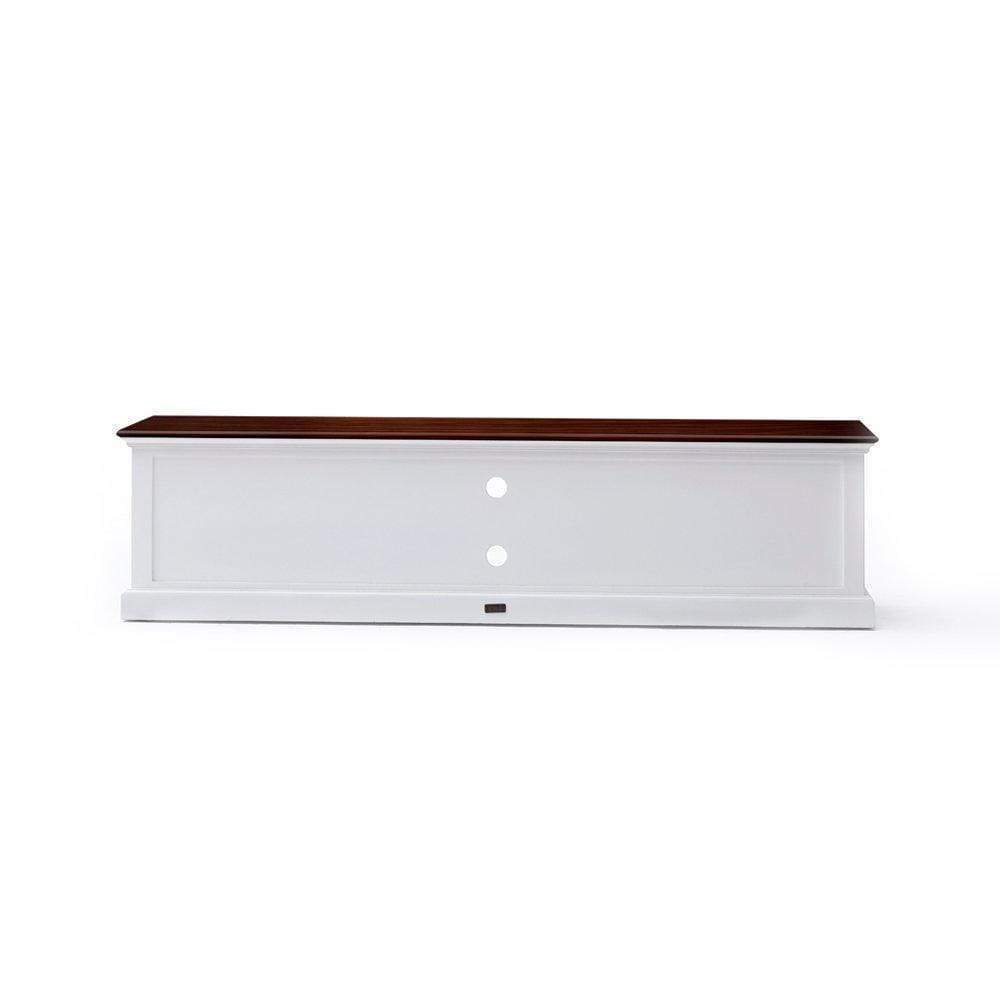Halifax Accent Lowboard 180 cm – Weiß mit brauner Holzplatte