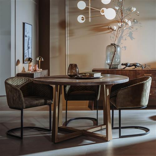 Runder Mangoholz-Esstisch Dorset – 130 cm, rustikal & modern