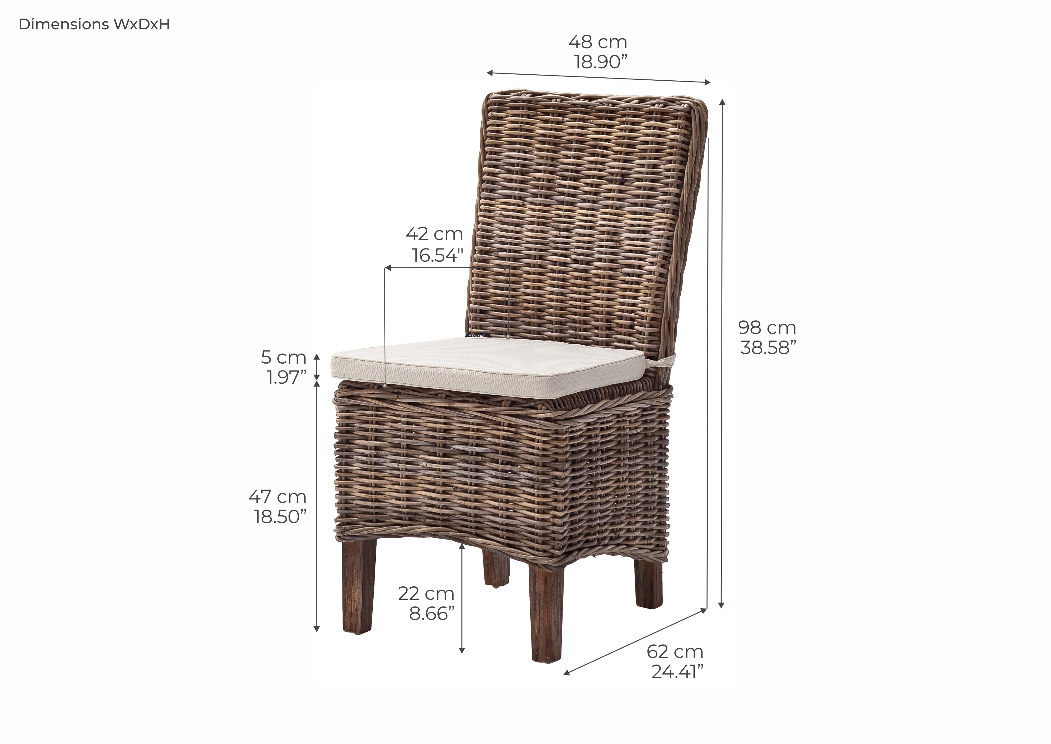Morin Esszimmerstuhl aus Kubu-Rattan, 2er-Set