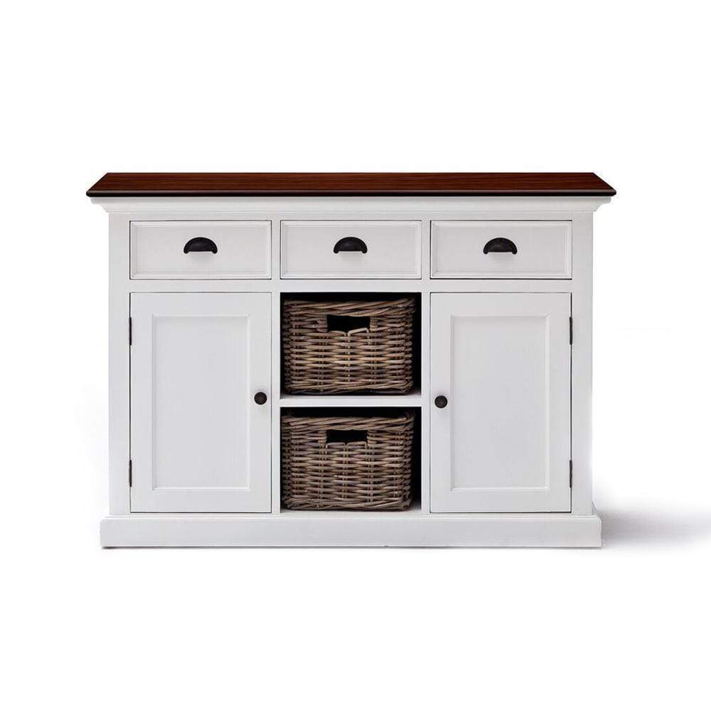 Halifax Sideboard Weiß mit brauner Holzplatte