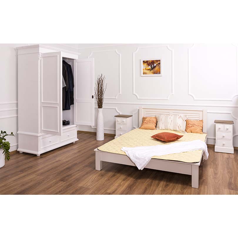 Zeitlose Eleganz im klassischen Landhausstil: Bett aus massivem Holz mit Lamellen - in vielen Farben erhältlich!