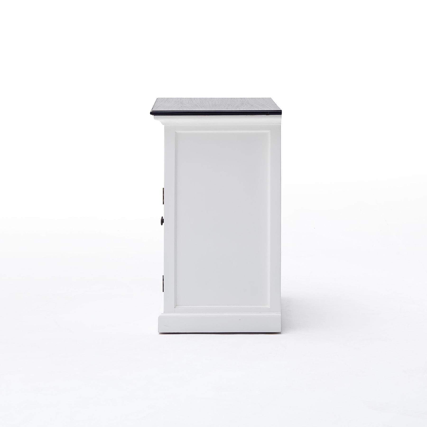 Halifax Contrast Kleines Sideboard – Weiß mit schwarzer Tischplatte