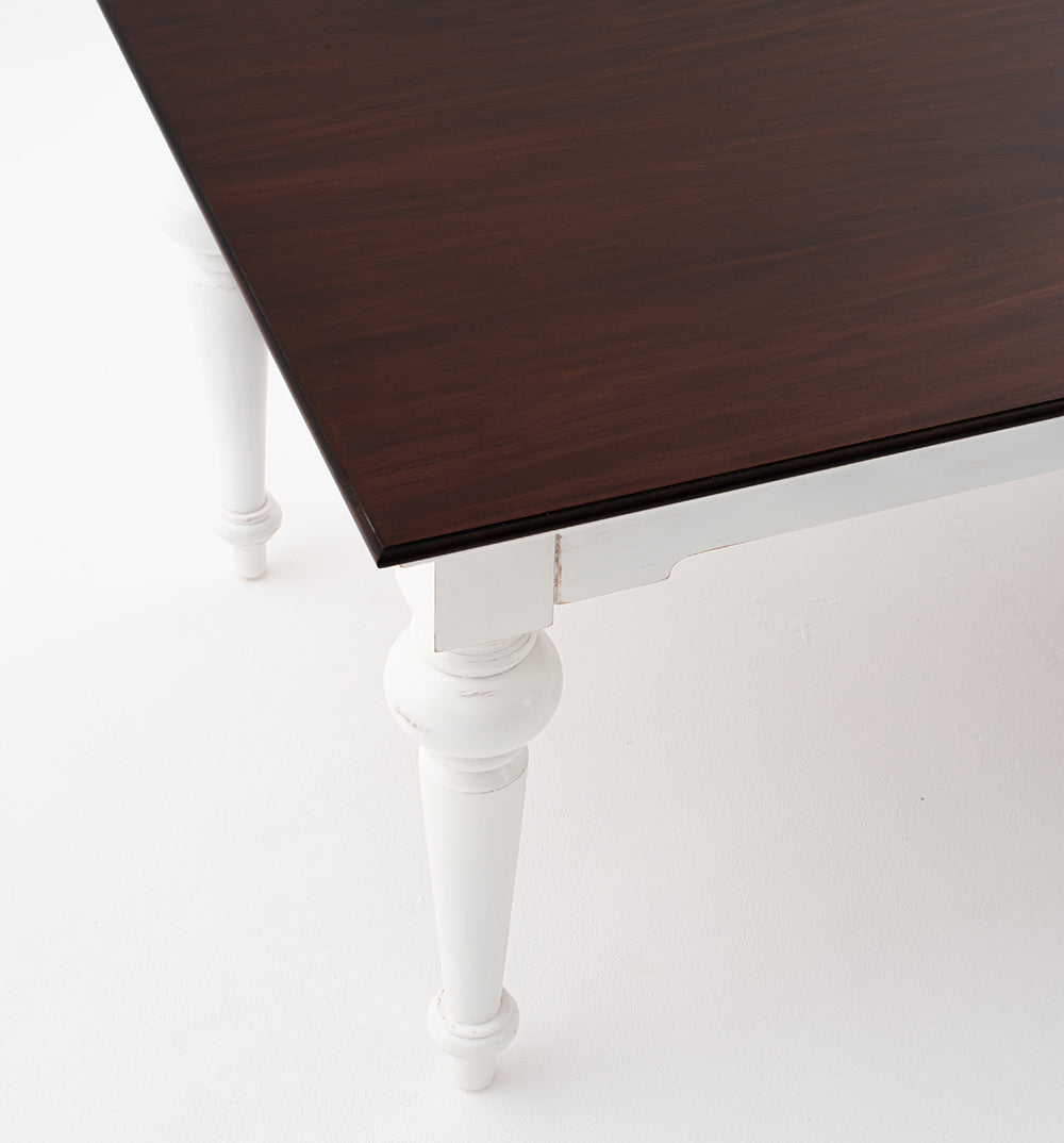 Esstisch Provence Accent 240 cm – Weiß mit dunkelbrauner Tischplatte