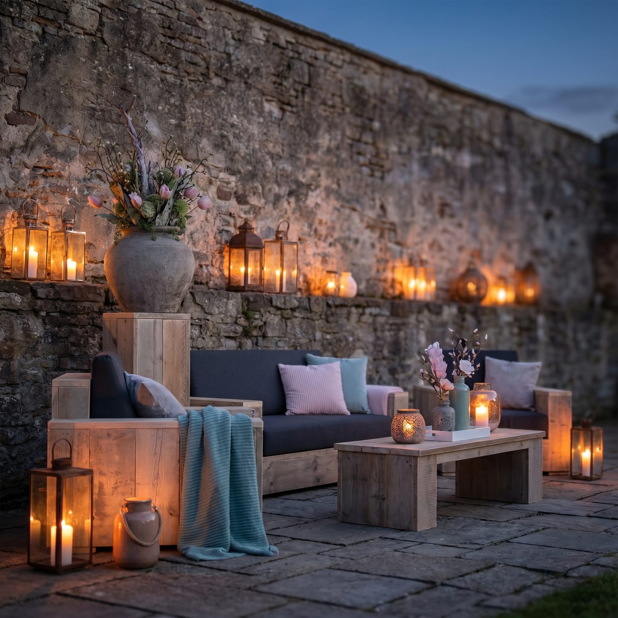 Edles Lounge Set mit hochwertigen Kissen
