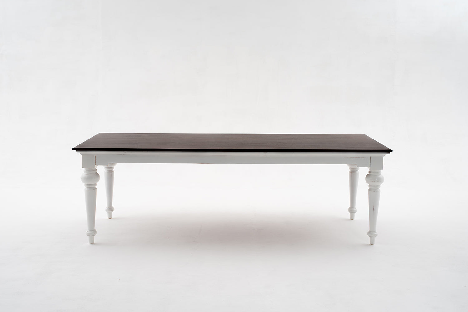 Esstisch Provence Accent 240 cm – Weiß mit dunkelbrauner Tischplatte