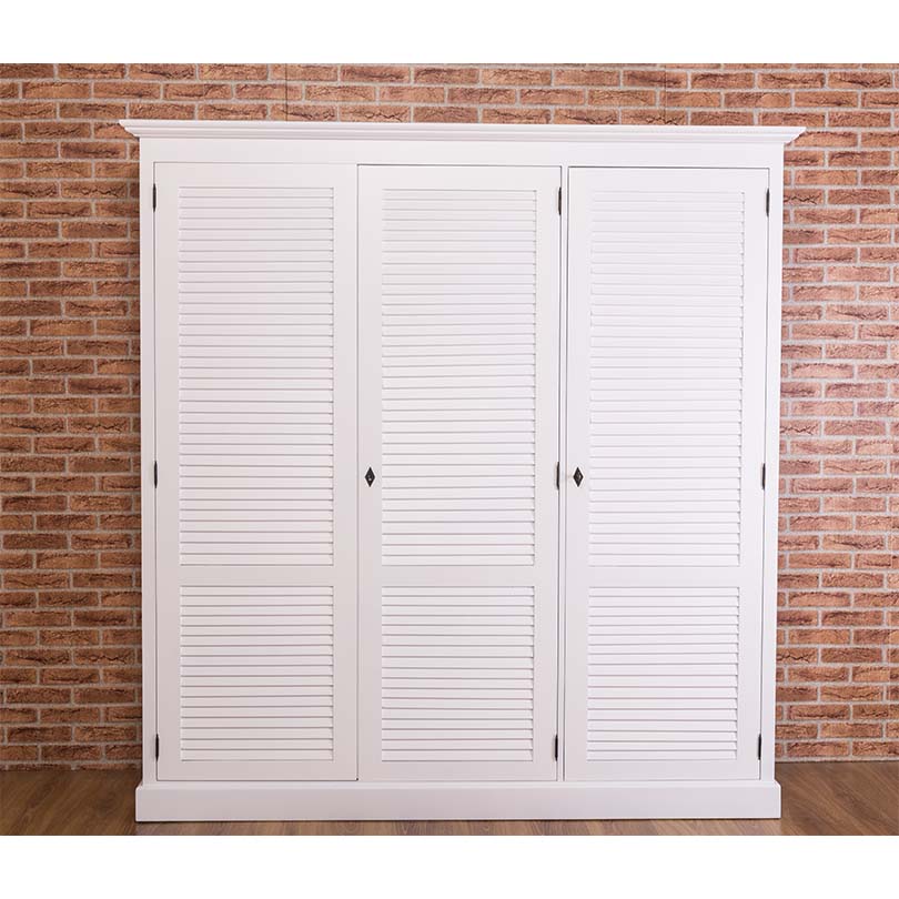 Kleiderschrank mit Lamellentüren im Shabby Chic - in vielen Farben erhältlich!