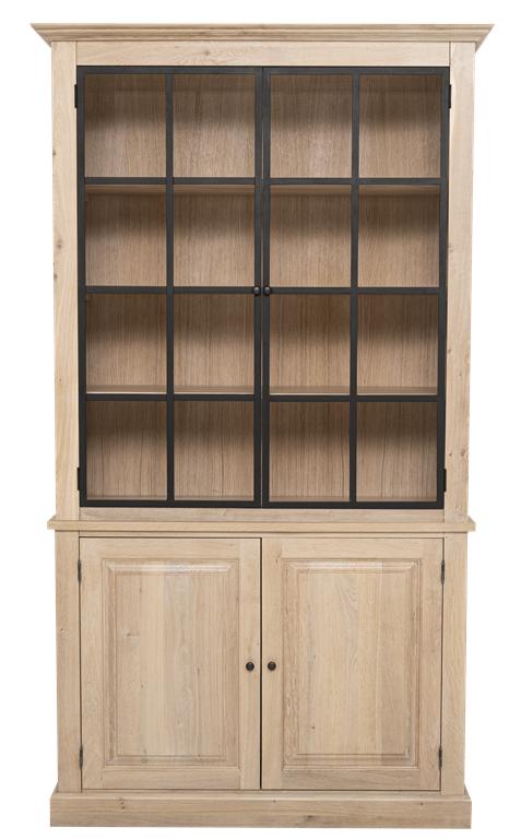 Kompakter Vitrinenschrank aus massiver Eiche mit Stahltüren - auch in anderen Farben erhältlich!