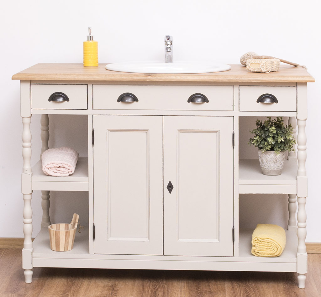 Rustikaler Waschbeckenschrank im Shabby Chic - in vielen Farben erhältlich! Rustikaler Waschbeckenschrank im Shabby Chic - in vielen Farben erhältlich!