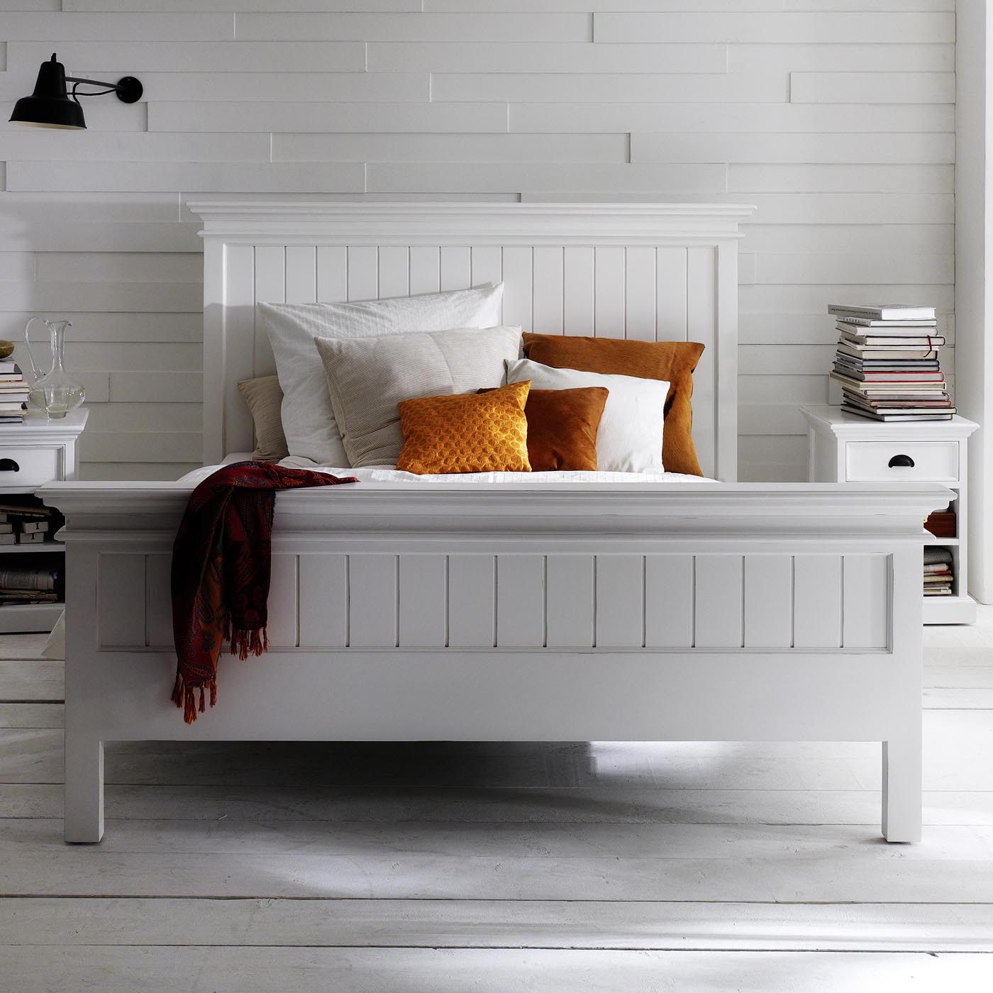 Halifax Doppelbett 200 im Landhausstil – Massivholz Weiß