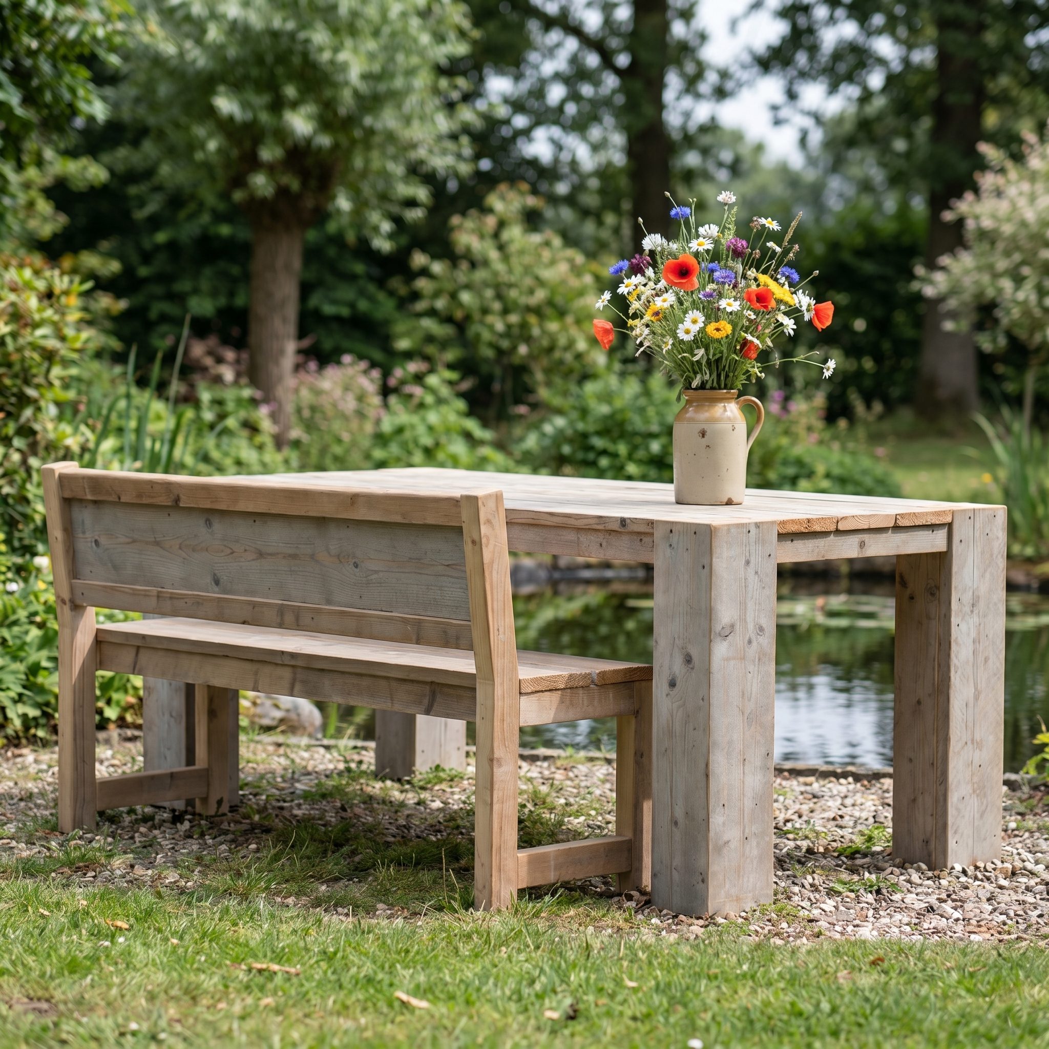 Gartenbank aus Gerüstholz für viele Gelegenheiten