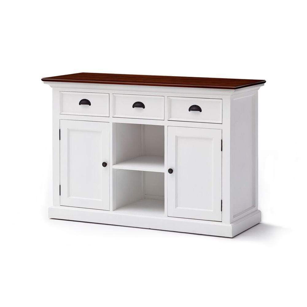 Halifax Sideboard Weiß mit brauner Holzplatte