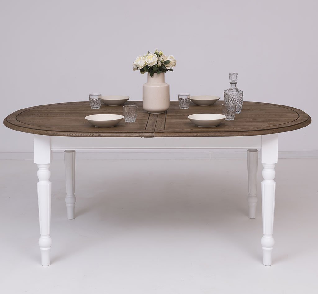 Ovaler Ausziehtisch Luberon mit Eichenplatte, 180 bis 220 cm