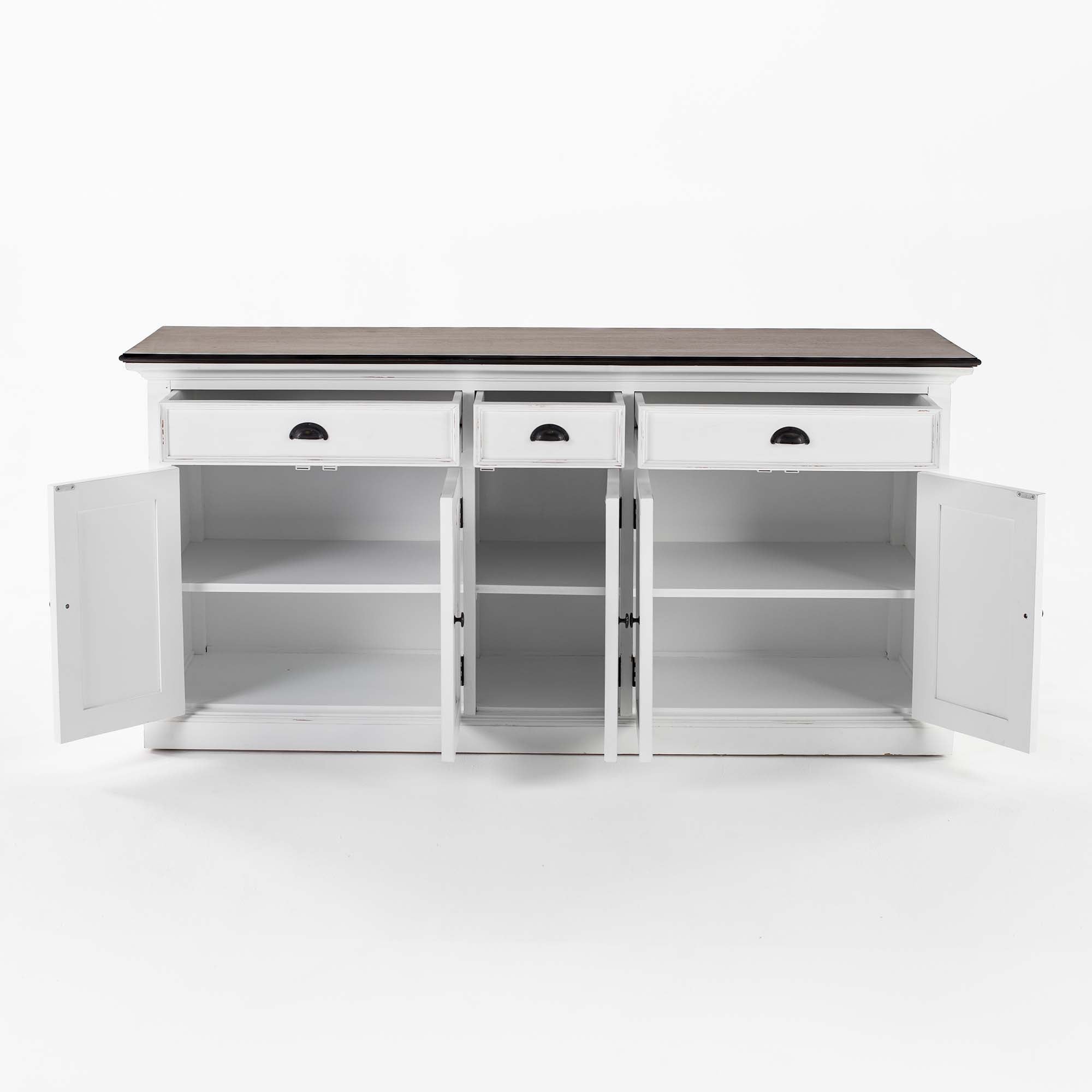 Halifax Accent Sideboard mit 3 Schubladen und 5 Türen – Weiß gewischt & Dunkelbraun