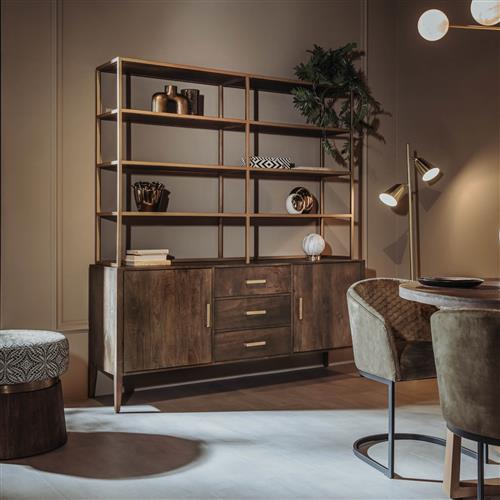 Großes Mangoholz-Bücherregal Dorset im modernen Landhausdesign