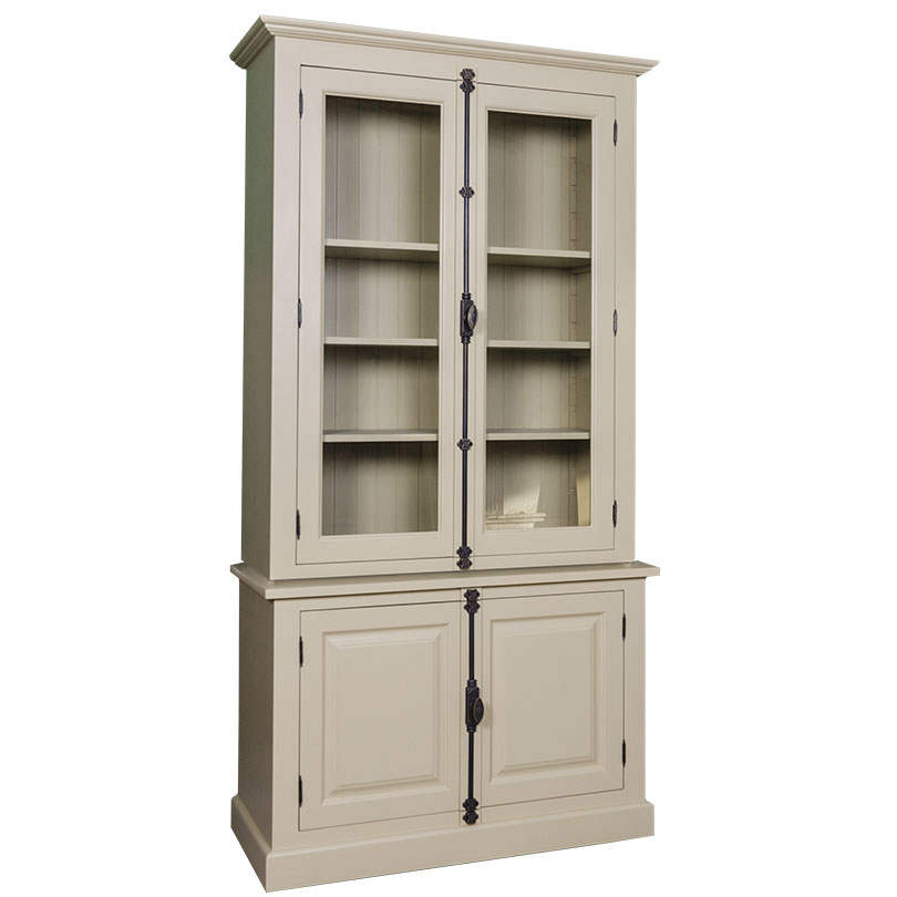 PS409Bas-PS409Sup-P046 Vitrinenschrank mit Stangenschloß im Shabby Chic - in vielen Farben erhältlich!