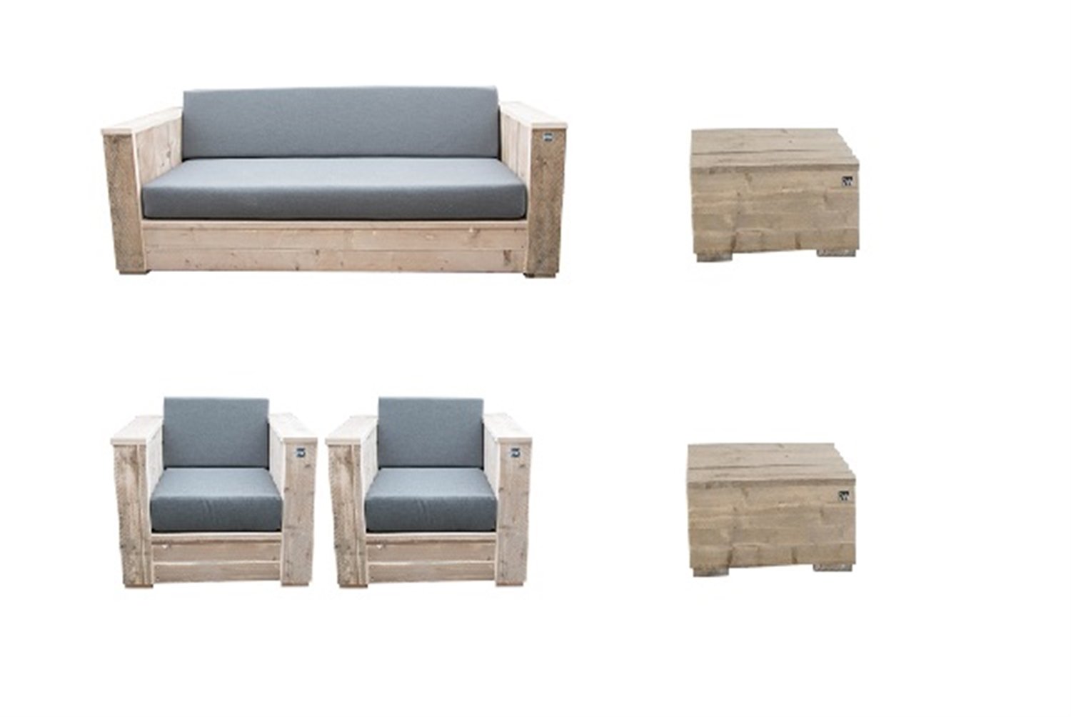 LOUNGESET-LARGE-1 Stilvolles Blocklounge Set Large aus Gerüstholz