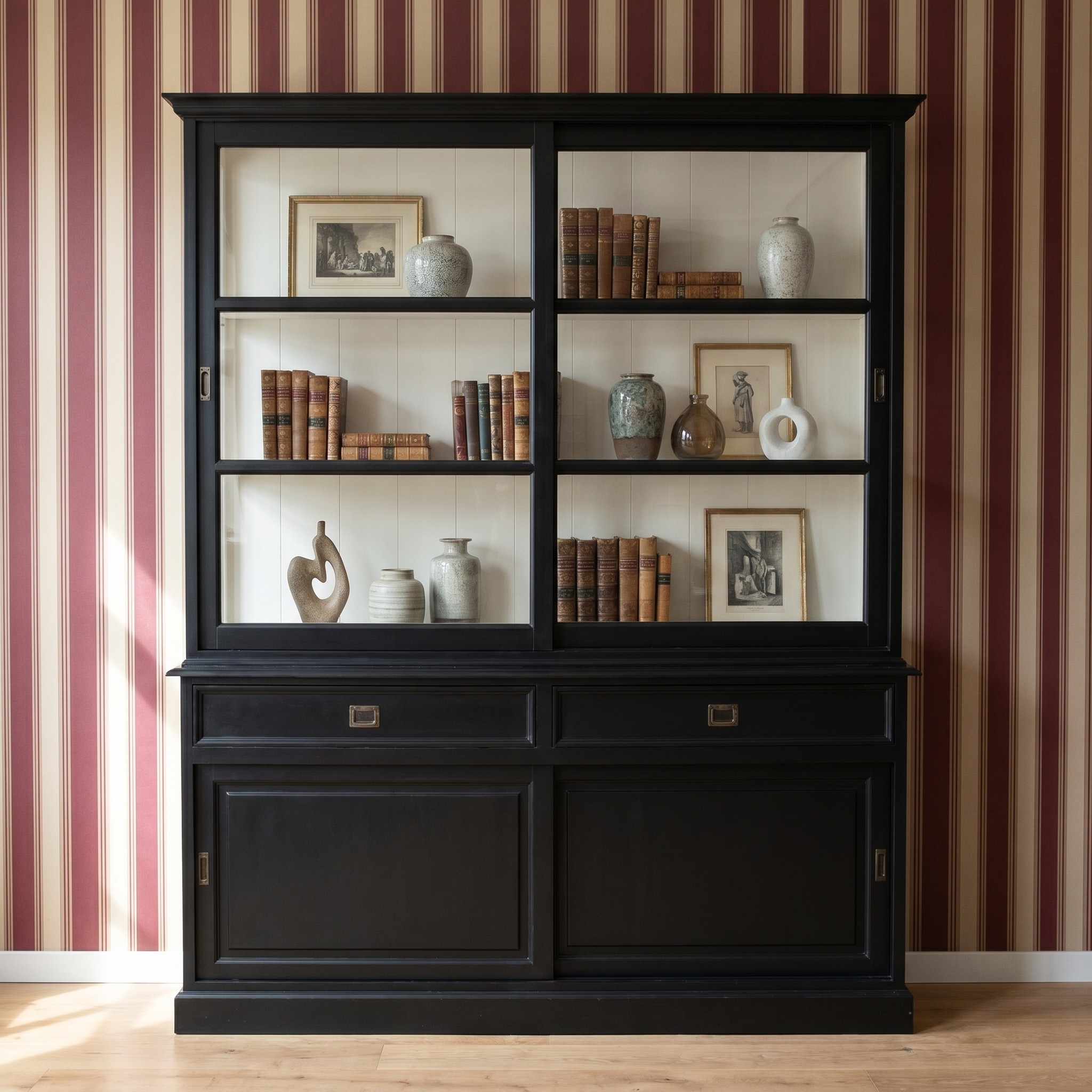 Vitrinen-Buffetschrank in Schwarz-Weiß - auch in anderen Farben erhältlich!