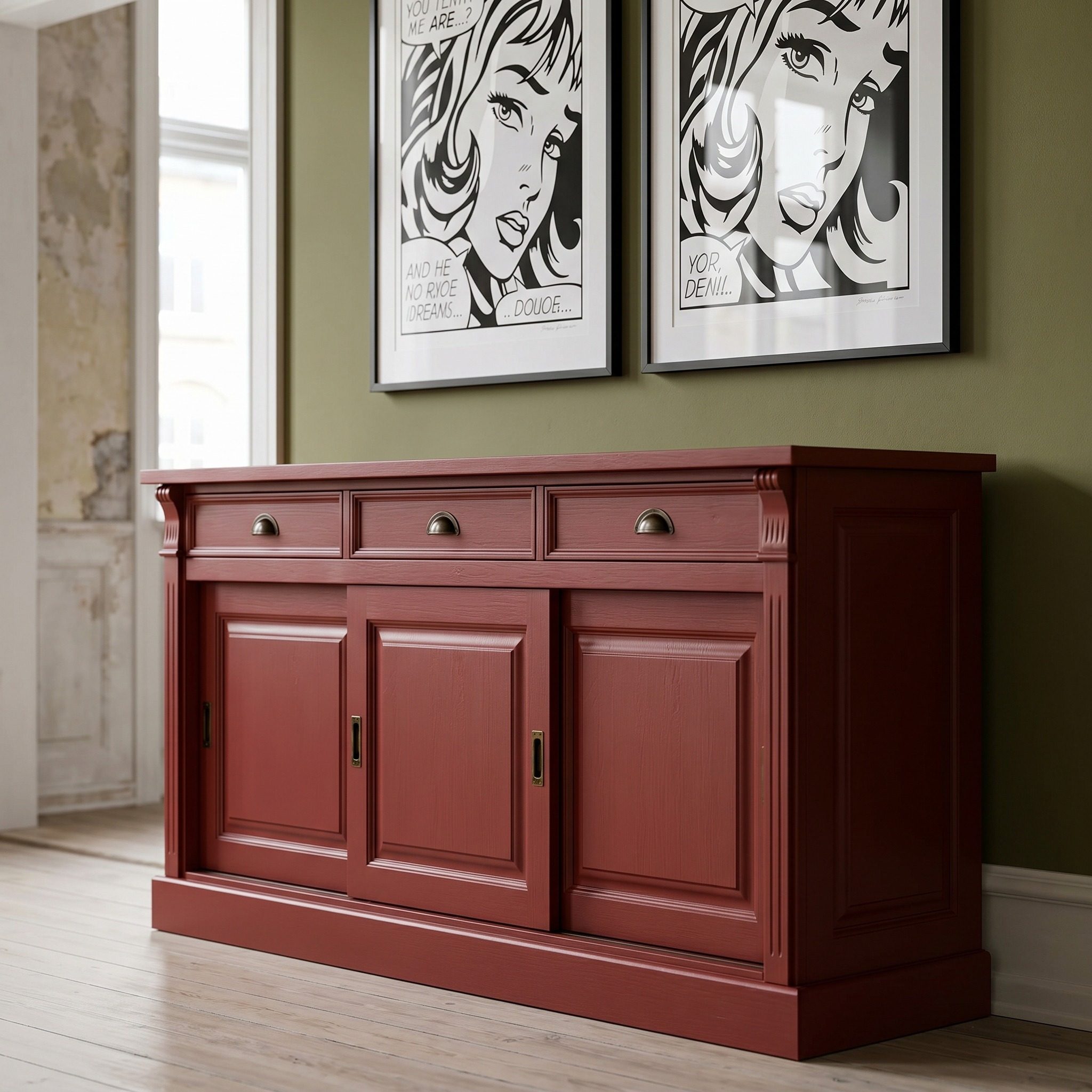 Sideboard im Jugendstil mit Schiebetüren - in vielen Farben erhältlich!