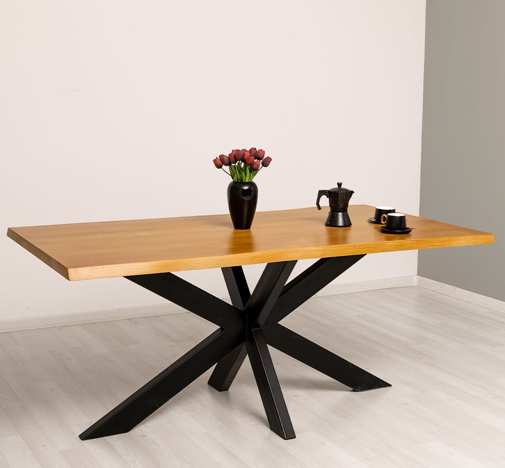 Esstisch Luberon mit Nadelholzplatte und Metallgestell, 180 x 100 cm