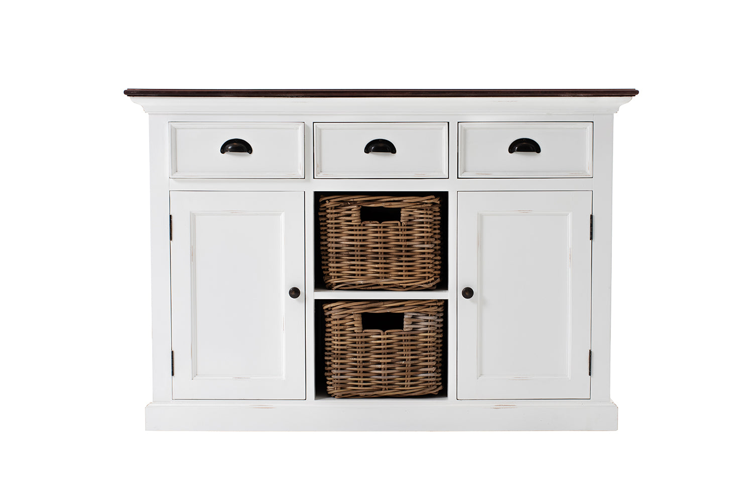 Halifax Sideboard Weiß mit brauner Holzplatte