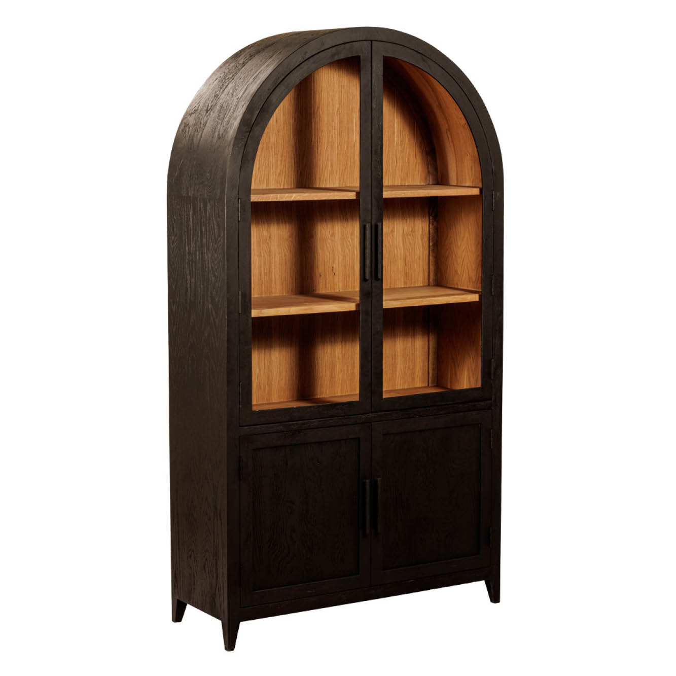 Elegante Vitrine Somerset – Kolonialstil aus massivem Mangoholz mit Glastüren