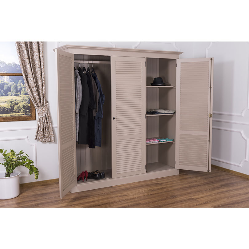 Kleiderschrank mit Lamellentüren im Shabby Chic - in vielen Farben erhältlich!