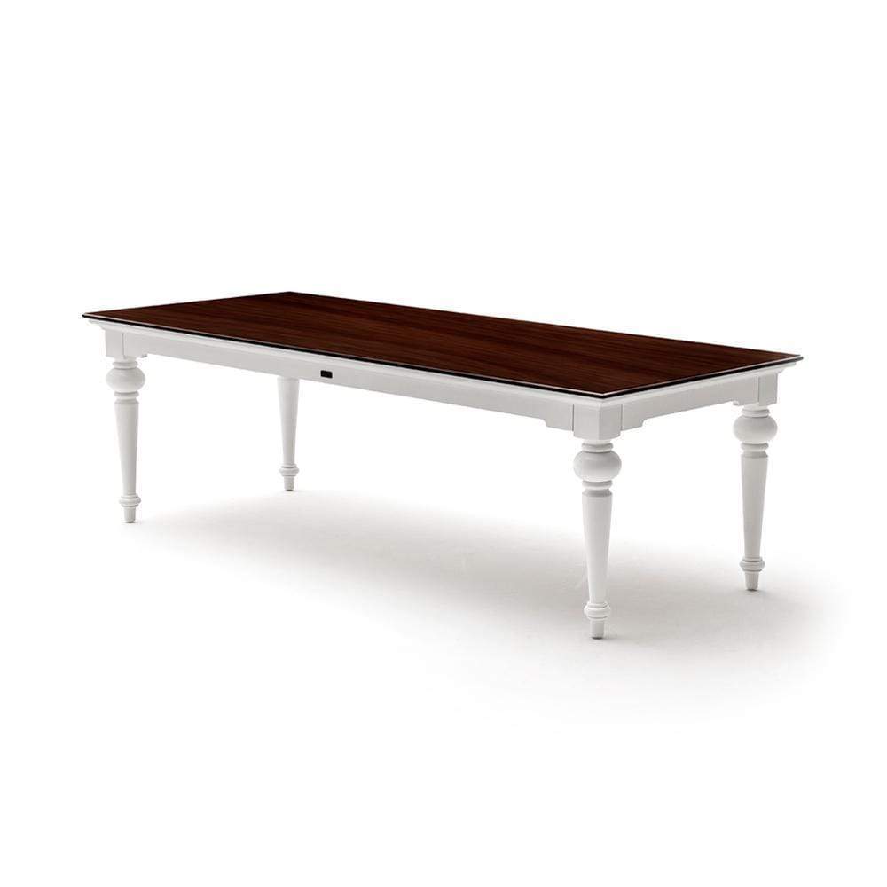 Esstisch Provence Accent 240 cm – Weiß mit dunkelbrauner Tischplatte