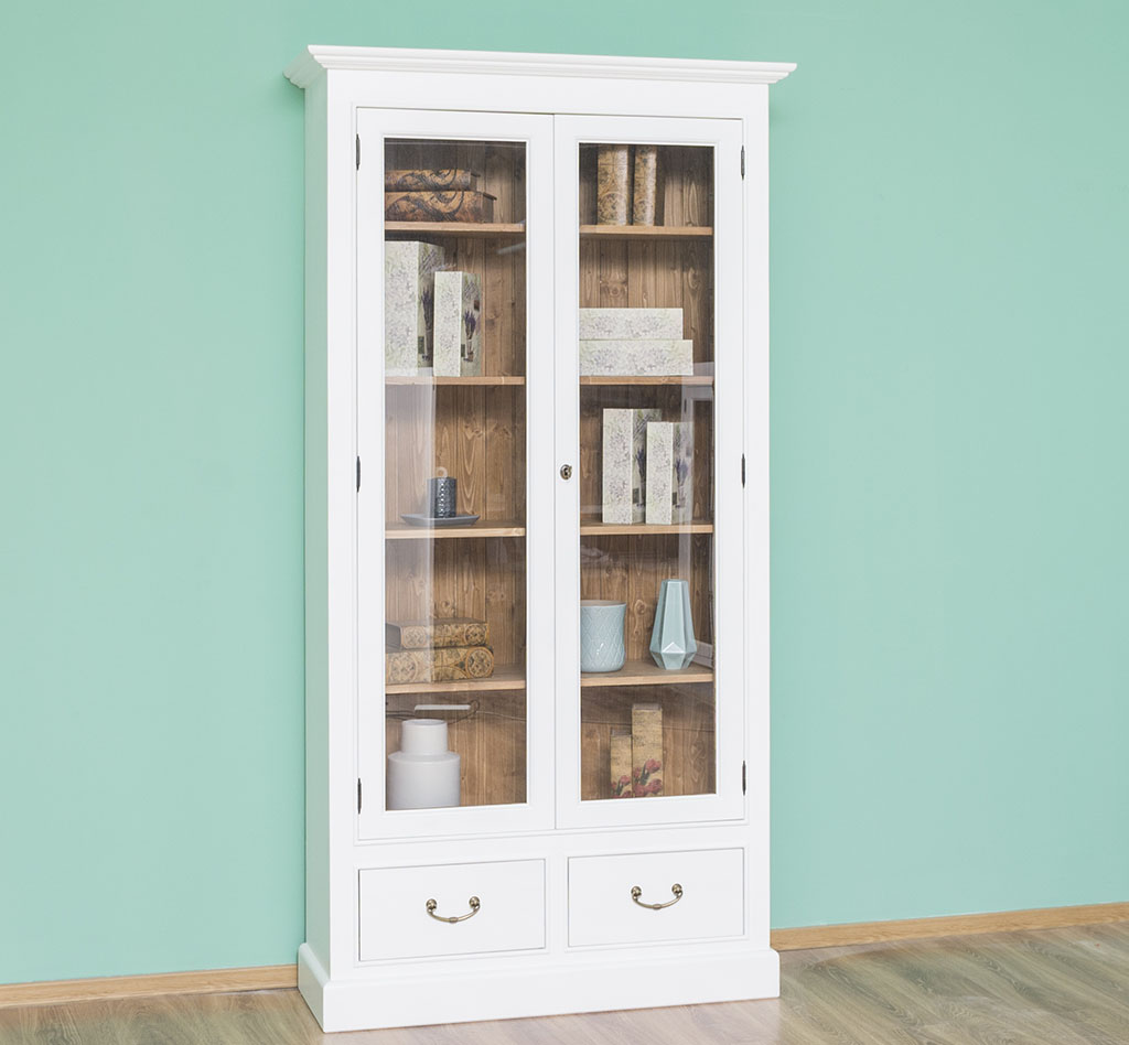 Klassische Landhausvitrine mit 2 Schubladen - in vielen Farben erhältlich!