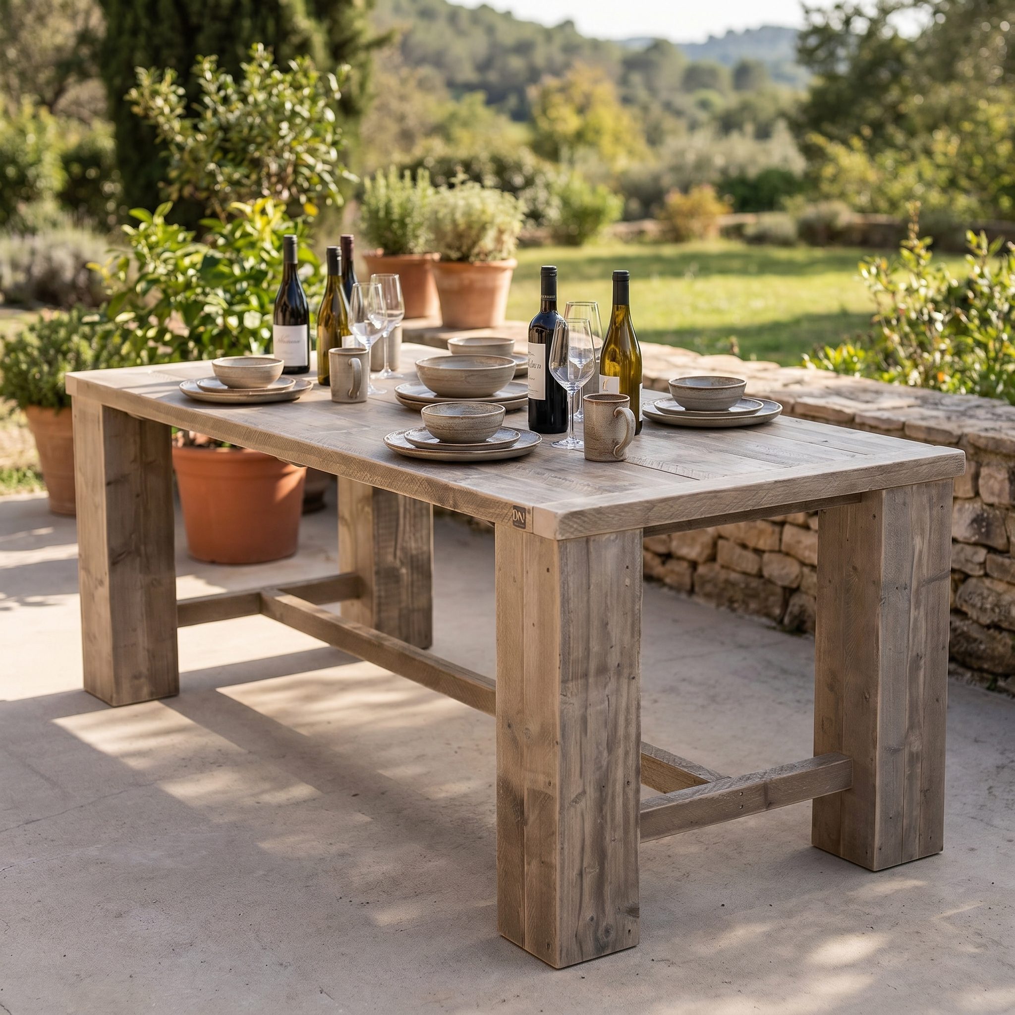 Massive Klostertafel aus unbehandeltem Gerüstholz