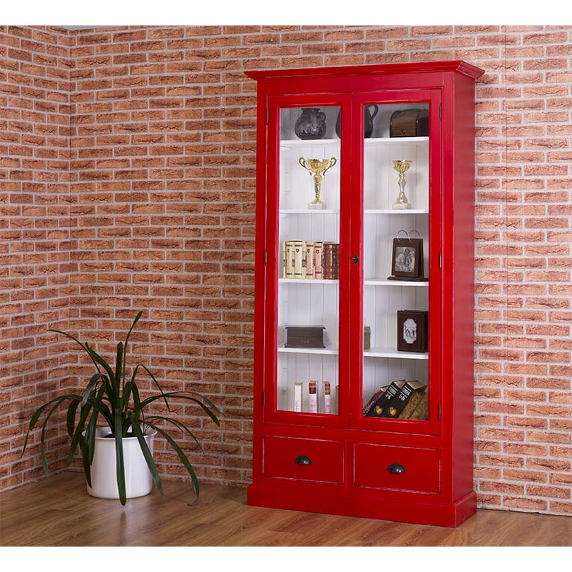 Klassische Landhausvitrine mit 2 Schubladen - in vielen Farben erhältlich!