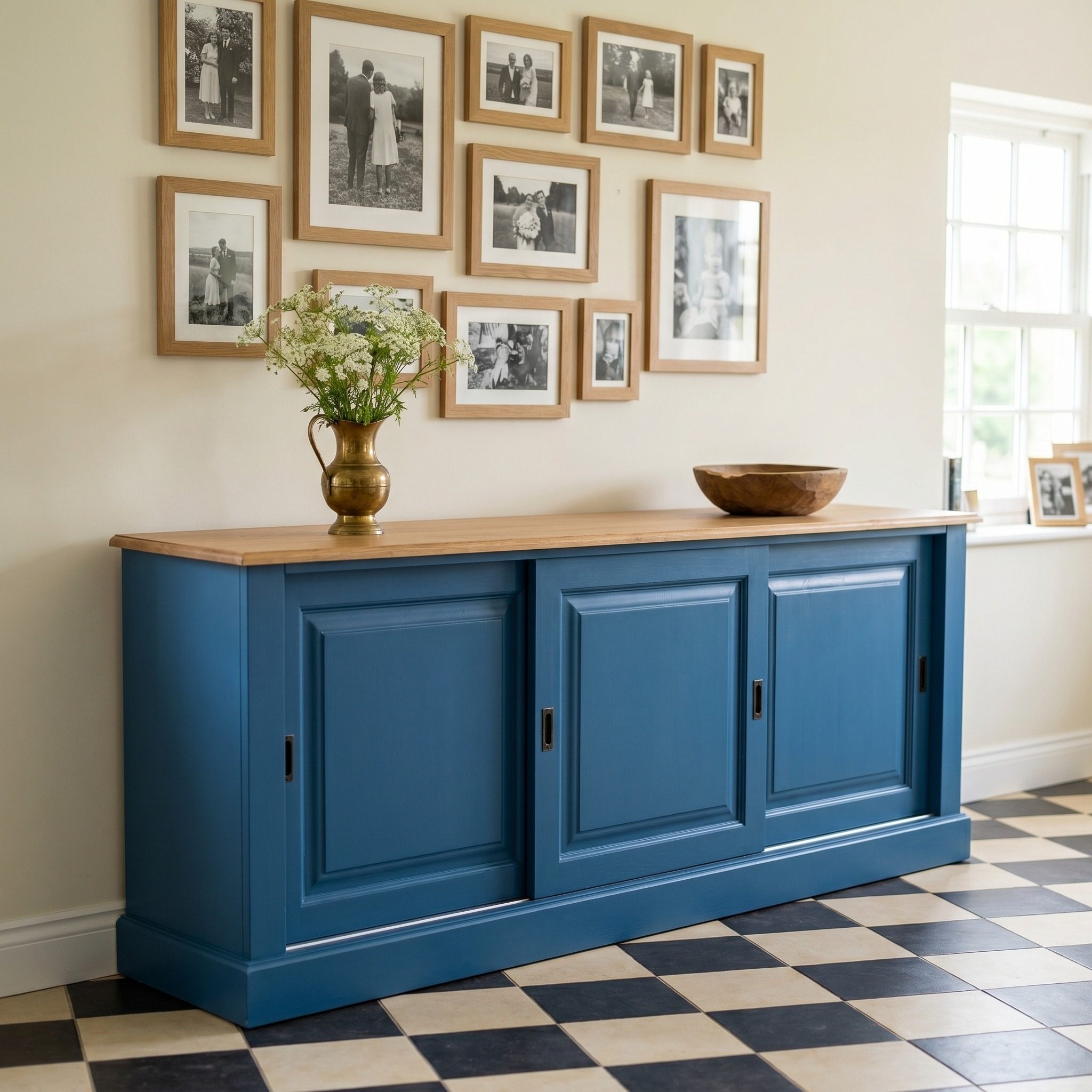 Langes Sideboard im schlichten Landhausstil mit Schiebetüren - in vielen Farben erhältlich!