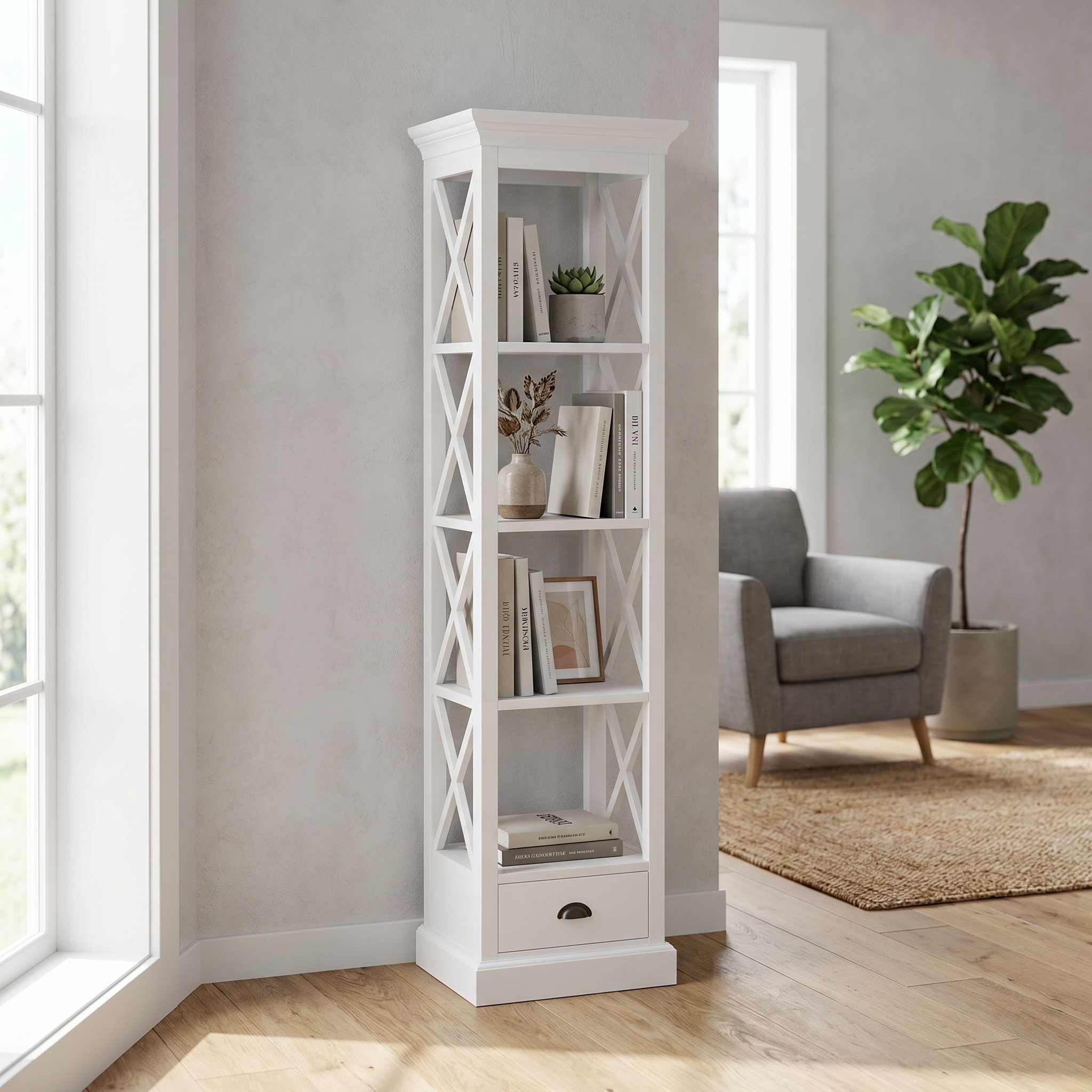 Schmales offenes Landhausregal