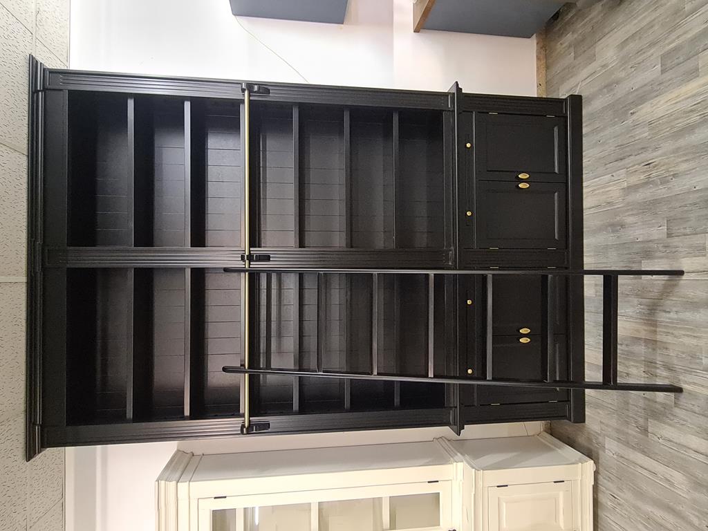 Schwarzes Bücherregal mit Leiter - 3 Meter Höhe - Aussteller zum Sonderpreis!