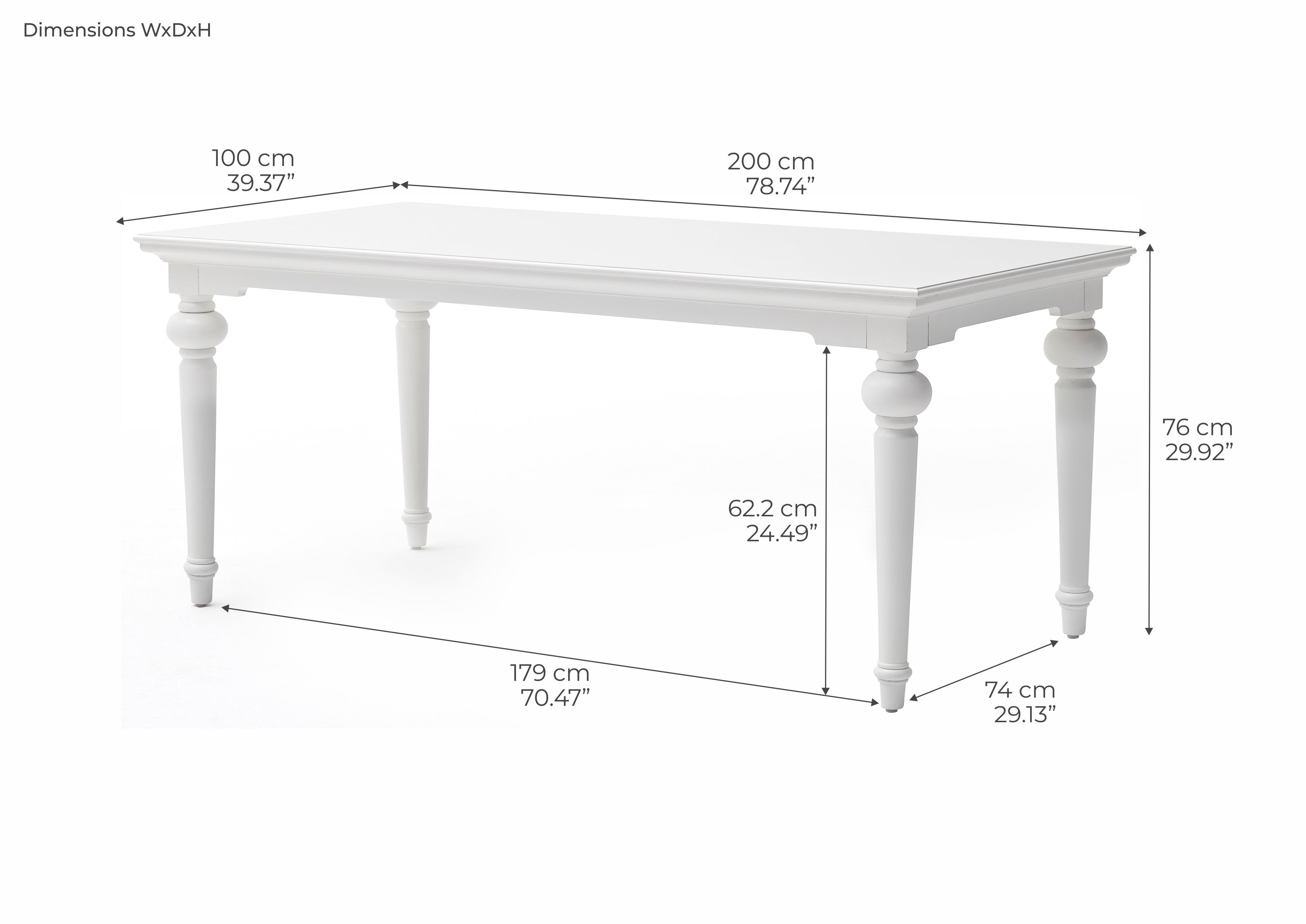 Provence Esstisch 200 cm – Weiß