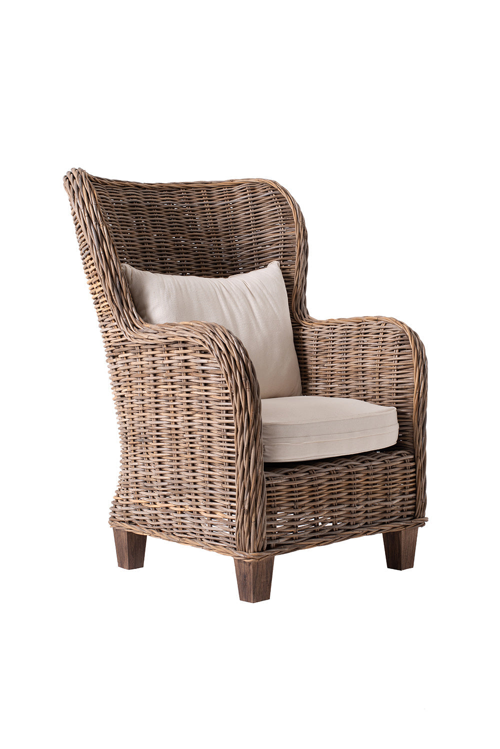 King Kubu Rattan-Armlehnstuhl mit Kissen, 2er-Set