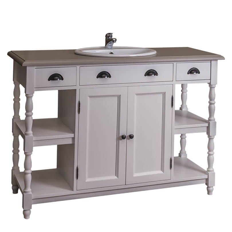 Rustikaler Waschbeckenschrank im Shabby Chic
