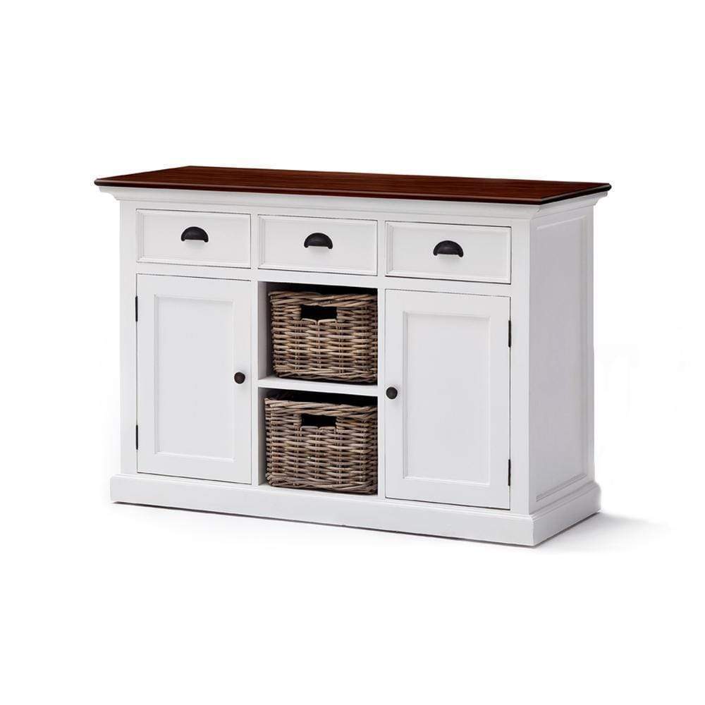 Halifax Sideboard Weiß mit brauner Holzplatte
