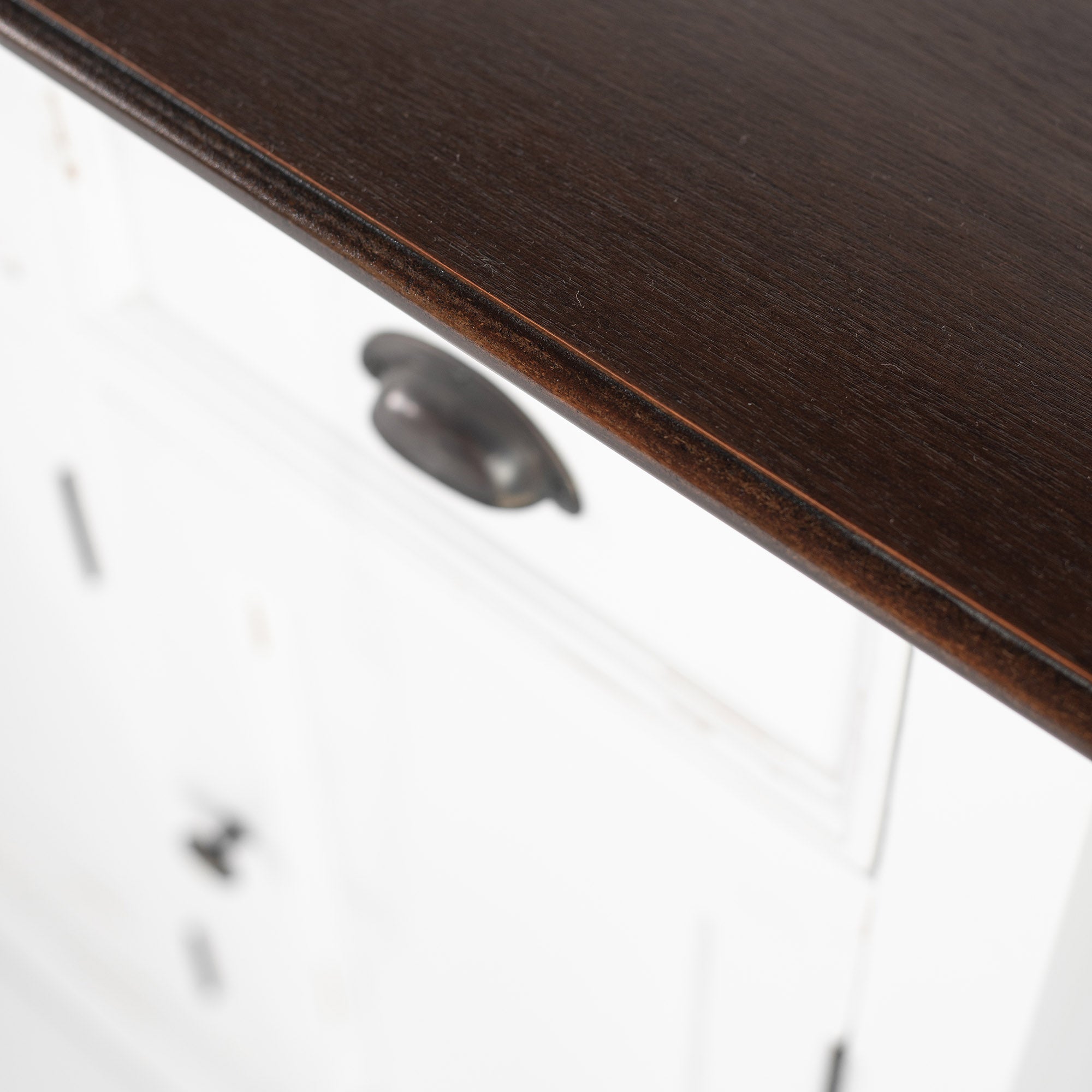 Halifax Sideboard mit 4 Türen und 3 Schubladen – Weiß gewischt & Dunkelbraun