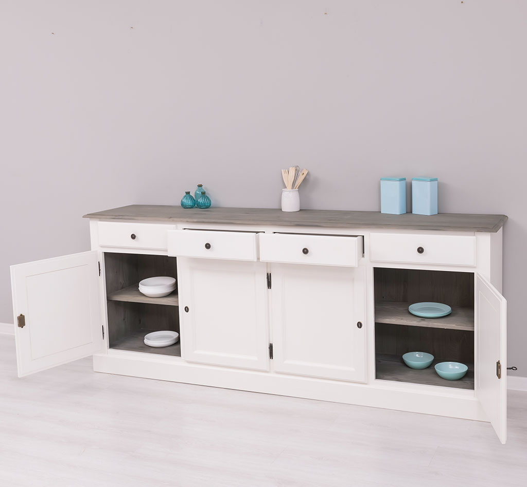 Langes Sideboard im klassischen Landhausstil - in vielen Farben erhältlich! Langes Sideboard im klassischen Landhausstil - in vielen Farben erhältlich!
