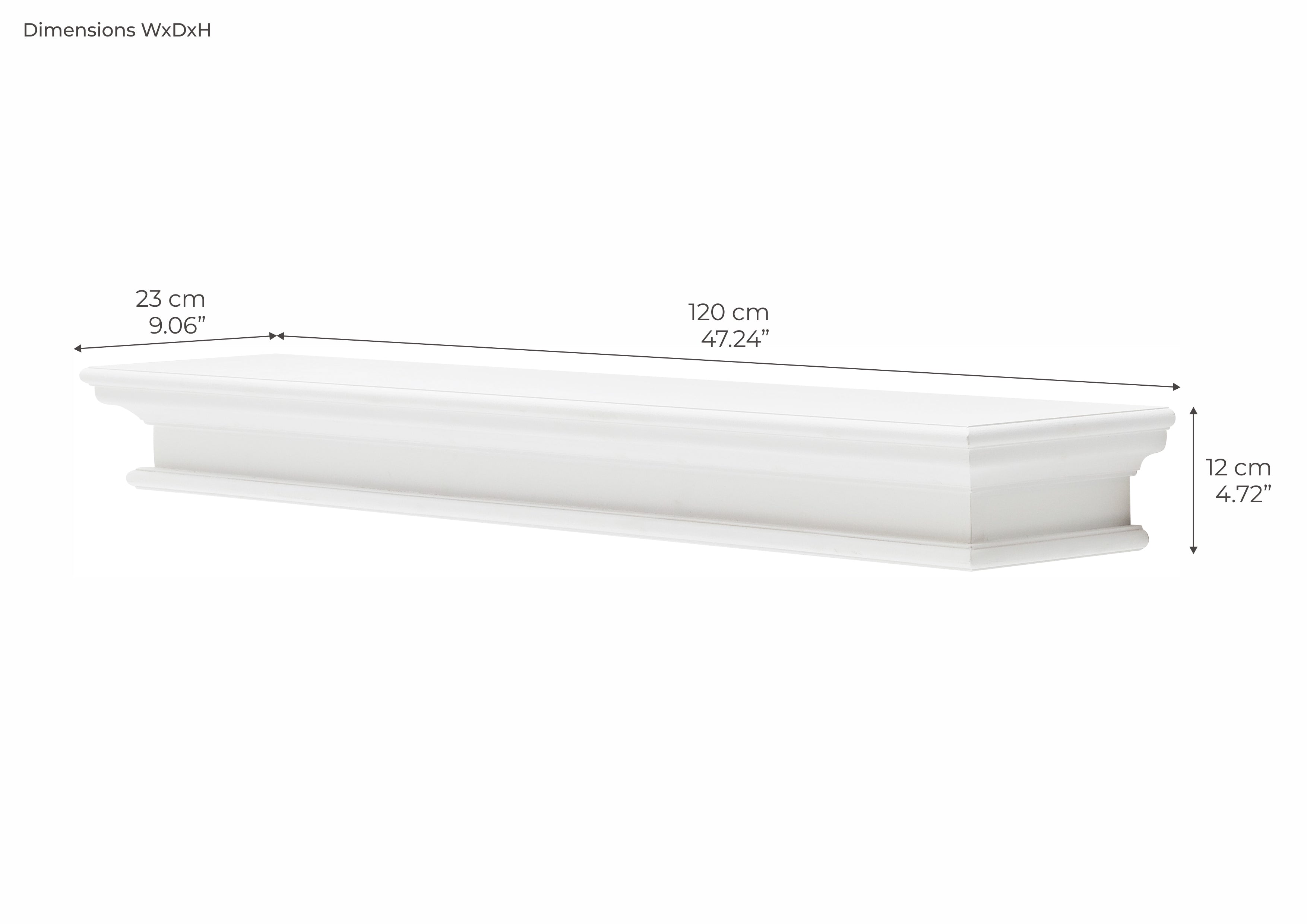Halifax Wandregal 120 cm – Weiß