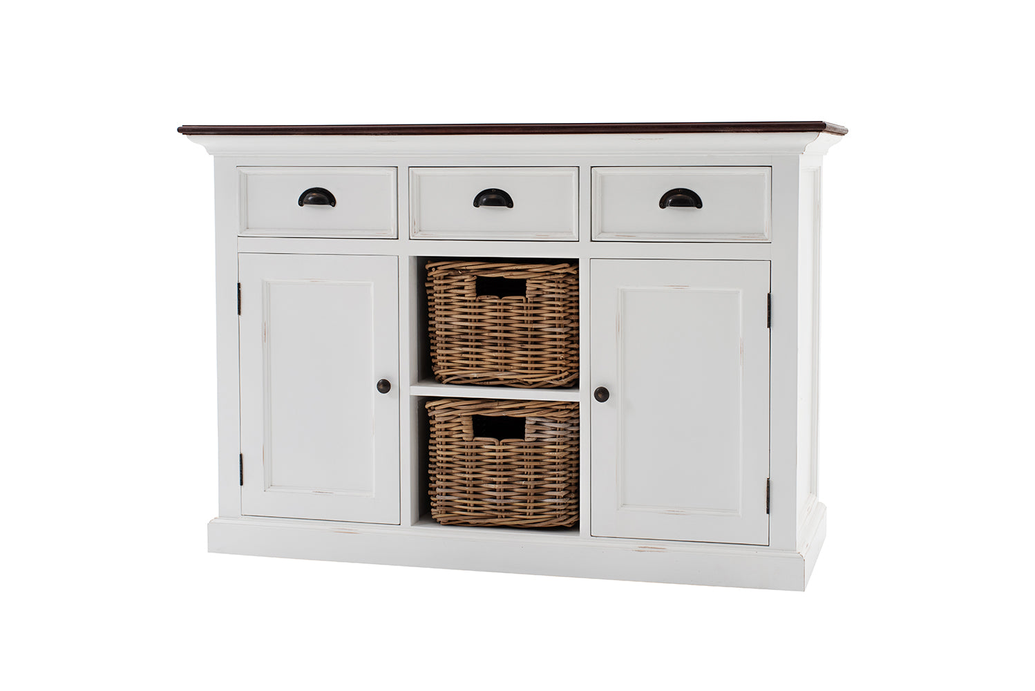 Halifax Sideboard Weiß mit brauner Holzplatte
