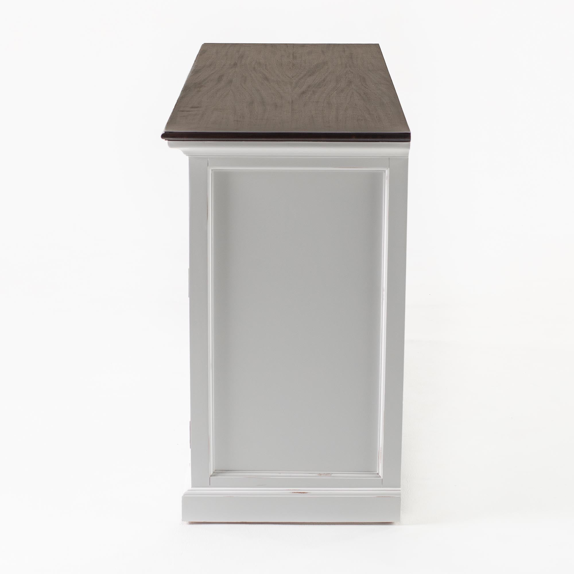 Halifax Accent Sideboard mit 4 Türen und 3 Schubladen – Weiß gewischt & Dunkelbraun